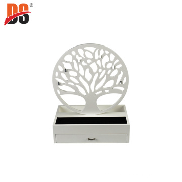 DS OEM Customized Tree Shaped Hollow Wooden Jewelry Necklace Display Frame With Collection Box